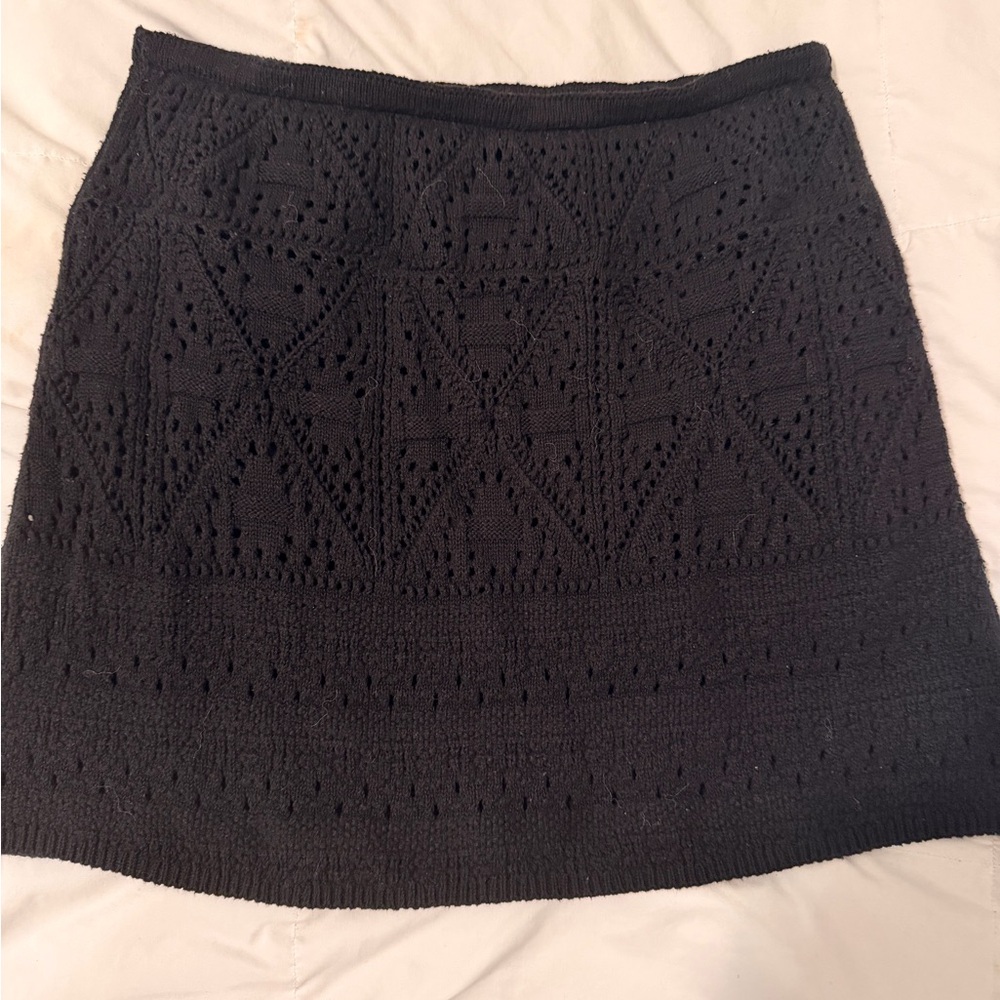 Zara Black Textured Mini Skirt